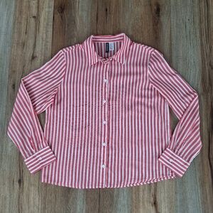 H&M Divided Womens Red and White Striped Shirt Size Medium